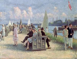 Menschen auf einer Promenade